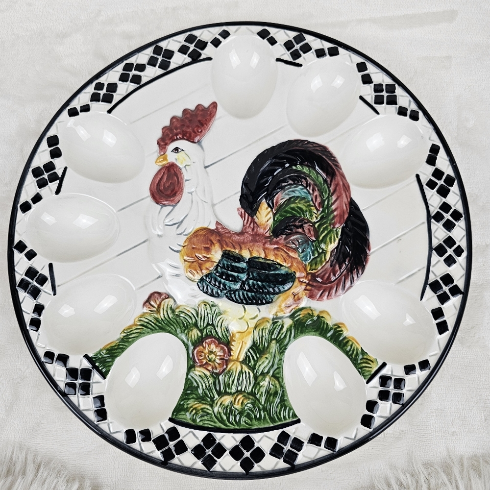 Vintage Rooster Egg Serving Plate CBK Ltd. LLC